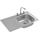 Fregadero EB Técnica C-101N  1 Tina + Escurridor Izquierdo  87x54 cm Empotrable