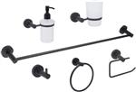 Juego de Accesorios para Baño de 6 Piezas, Acabado Negro Mate, Modelo 3200.2, Dica