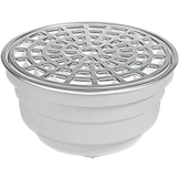 Coladera universal redonda para patio con cubierta de acero inoxidable y check antiolores Jumbo Fleximatic 2636