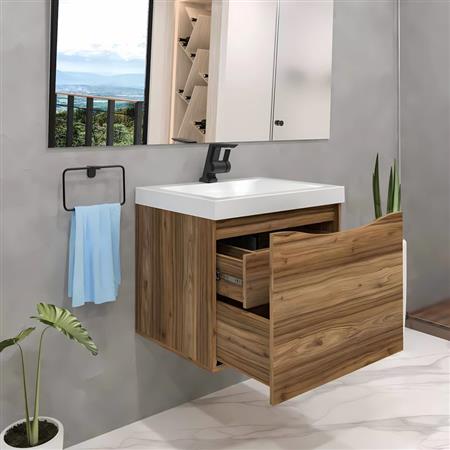 Vanity Venecia 63x48x48 cm en Melamina Color Gales con Lavamanos en Marmolina Trentino Blanco Bochetti 1152115