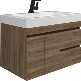 Vanity Roma 63x48x48 cm en Melamina Color Gales con Lavamanos en Marmolina Oslo Blanco Bochetti 1152117