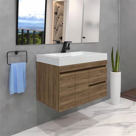 Vanity Florencia 79x48x48 cm en Melamina Color Gales con Lavamanos en Marmolina Génova Blanco Bochetti 1152121