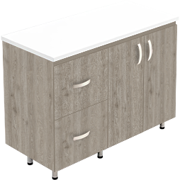 Mueble Barra 140x60 cm con Mesón Brillante Granito Perla y Muebles en Color Ceniza Bochetti 1241214