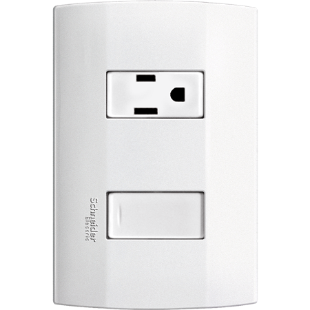 Placa con apagador y contacto sencillo 2polos +tierra EC7100