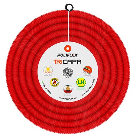 Poliflex Eléctrico Rojo Extra Resistente con Guía 25 mm EF4112 (Precio por Metro)