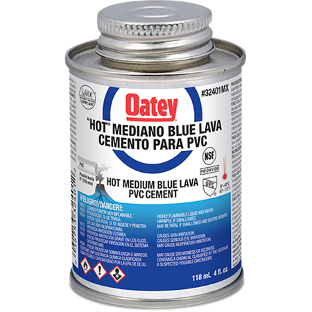 Cemento Azul para PVC Blue Lava (4 oz / 118 ml), Especial para Alta Humedad y Exterior, Modelo 32401MX, Oatey PG3169