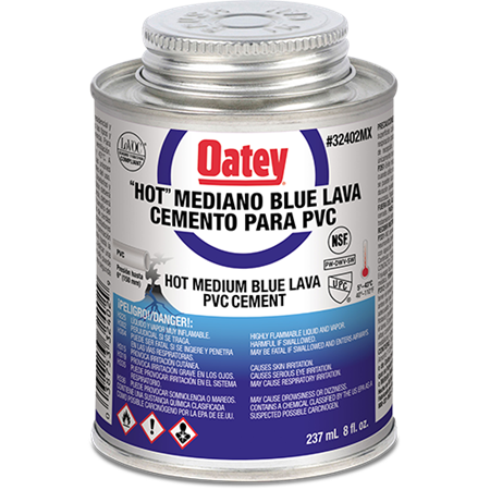 Cemento Azul para PVC Blue Lava (8 oz / 236 ml), Especial para Alta Humedad y Exterior, Modelo 32402MX, Oatey PG3170